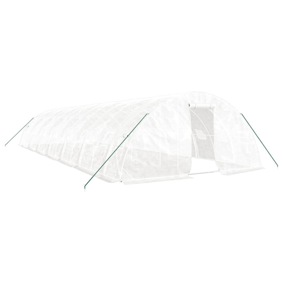 Vidaxl (White, 14 X 5 X 2.3 M) Greenhouse Plant House With Steel Frame Polytunnel Greenhouse Green