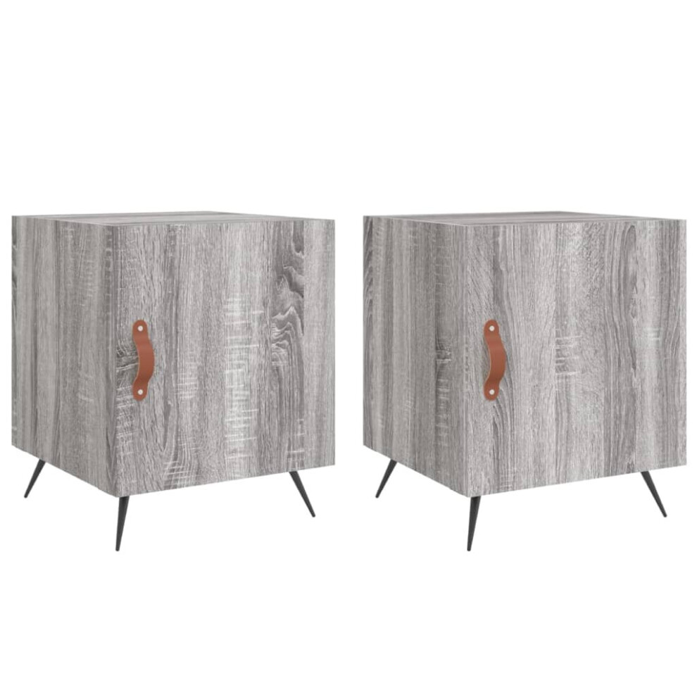 Vidaxl (Grey Sonoma, 2 Pcs) Bedside Cabinet Bed Table Nightstand Side Table White Engineered Wood