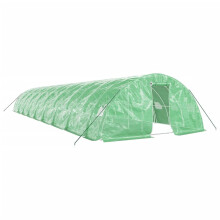 (green, 18 x 5 x 2.3 m) vidaXL Greenhouse Plant House with Steel Frame Polytunnel Greenhouse Green
