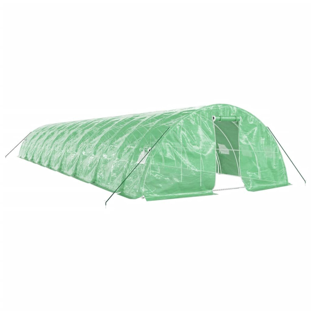 (green, 18 x 5 x 2.3 m) vidaXL Greenhouse Plant House with Steel Frame Polytunnel Greenhouse Green