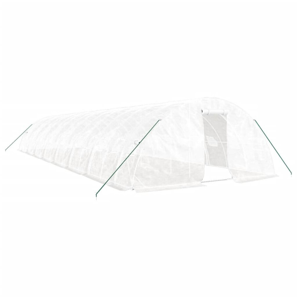 Vidaxl (White, 16 X 5 X 2.3 M) Greenhouse Plant House With Steel Frame Polytunnel Greenhouse Green