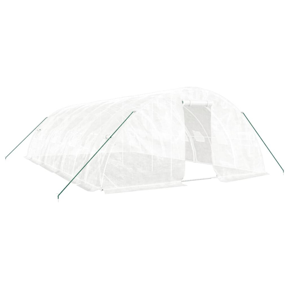 Vidaxl (White, 8 X 5 X 2.3 M) Greenhouse Plant House With Steel Frame Polytunnel Greenhouse Green