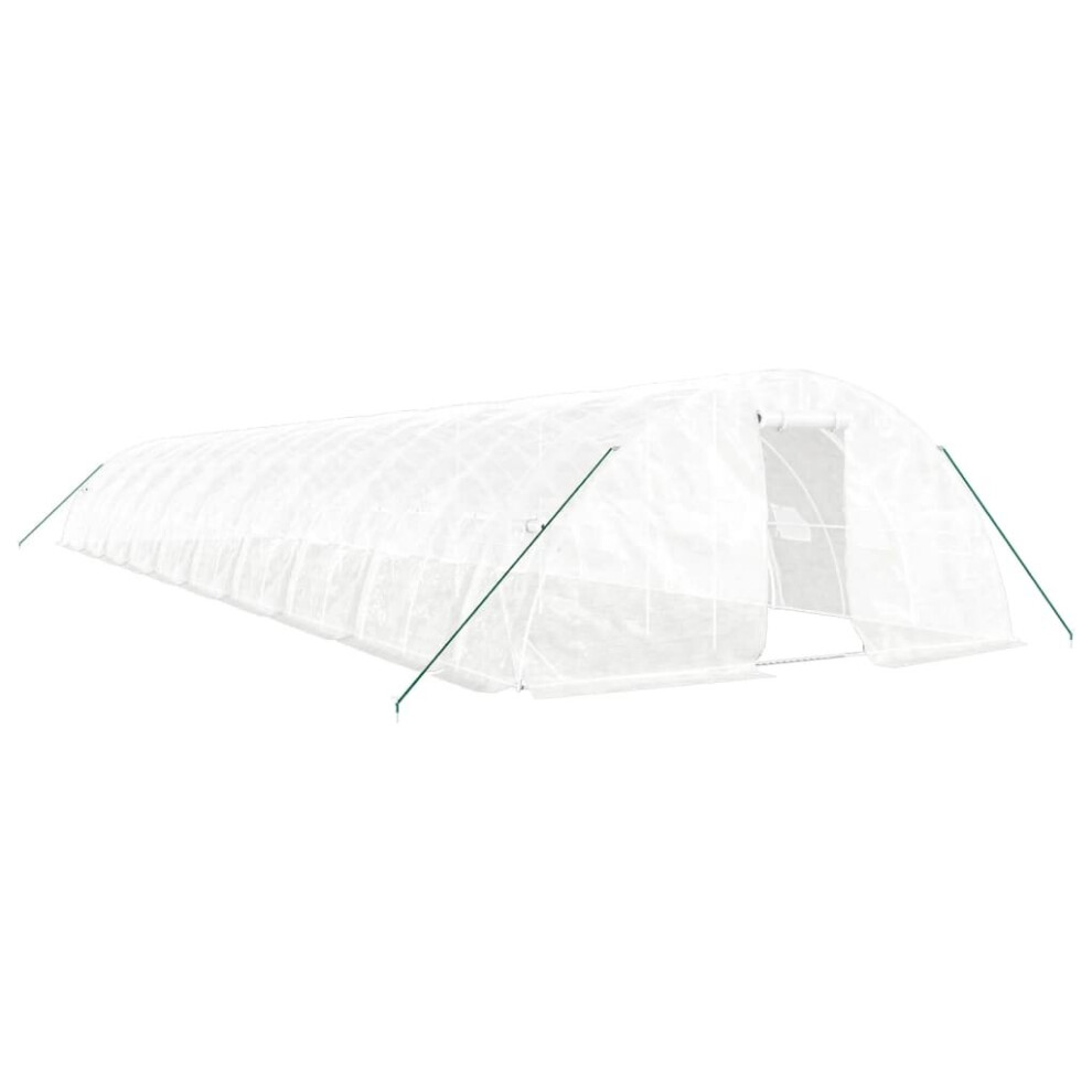 (white, 20 X 5 X 2.3 m) vidaXL Greenhouse Plant House With Steel Frame Polytunnel Greenhouse Green