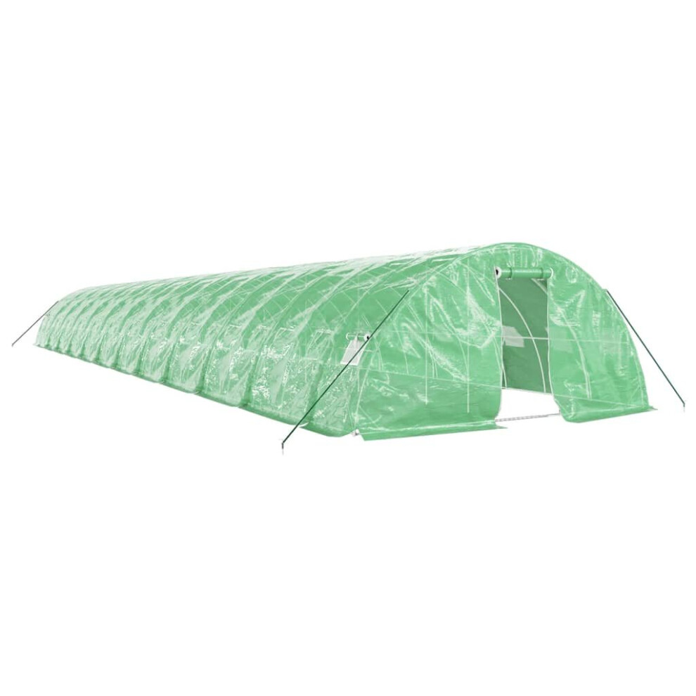 Vidaxl (Green, 24 X 5 X 2.3 M) Greenhouse Plant House With Steel Frame Polytunnel Greenhouse Green
