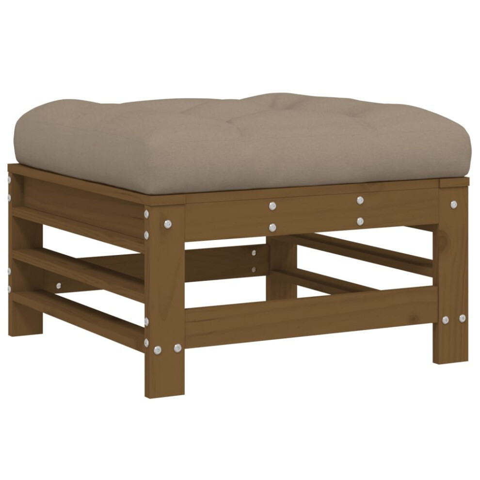 Vidaxl (Honey Pine, Footrest) Middle Sofas Patio Wooden Sectional Sofa With Cushions Solid Wood Pine Brown