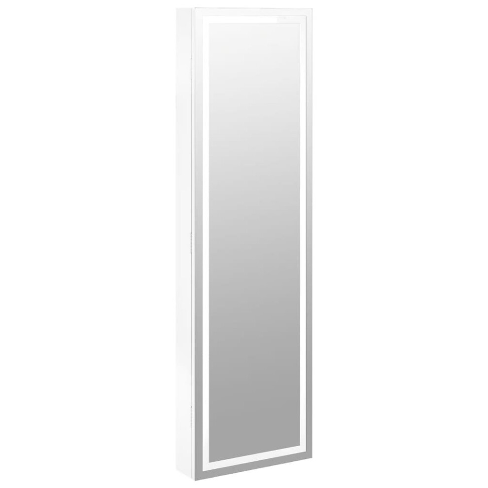 (white) vidaXL Mirror Jewellery Cabinet with LED Lights Wall Mounted Jewellery Storage