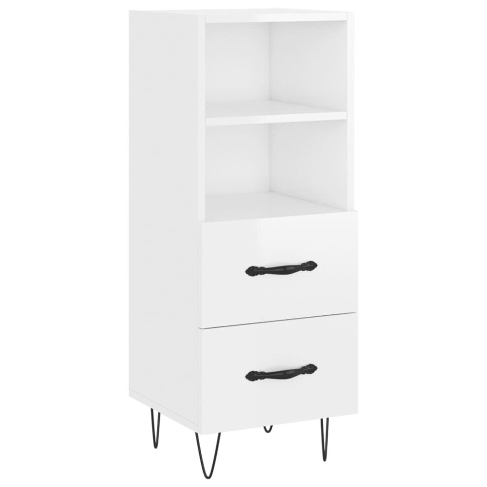 Vidaxl (High Gloss ) Sideboard Storage Side Cabinet Cupboard Sonoma Oak Engineered Wood White