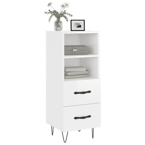 VidaXL (high gloss white) vidaXL Sideboard Storage Side Cabinet Cupboard Sonoma Oak Engineered Wood 2