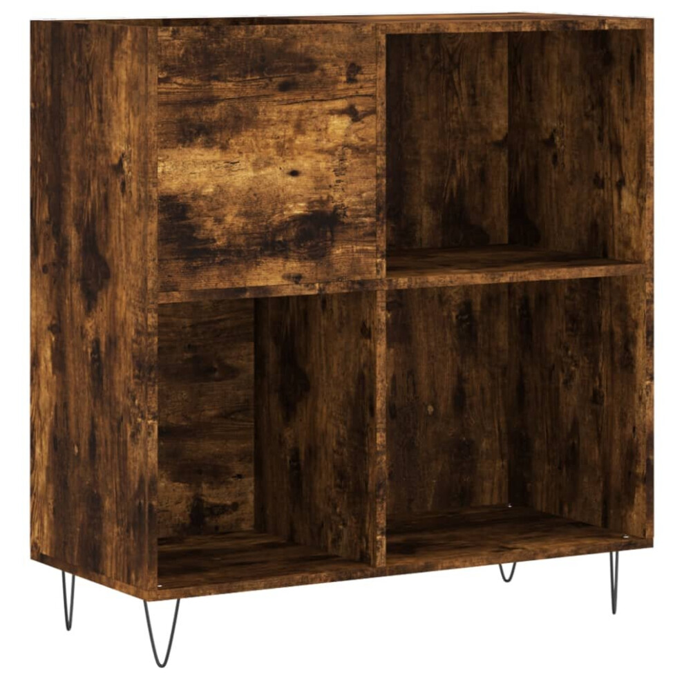 Vidaxl (Smoked Oak) Record Cabinet Record Storage Cabinet Sideboard Engineered Wood White