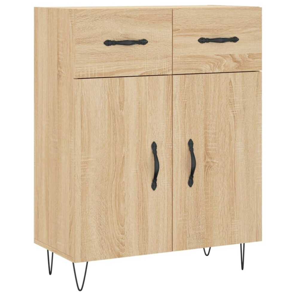 Vidaxl (Sonoma Oak) Sideboard Storage Cabinet Side Cabinet Cupboard Engineered Wood White