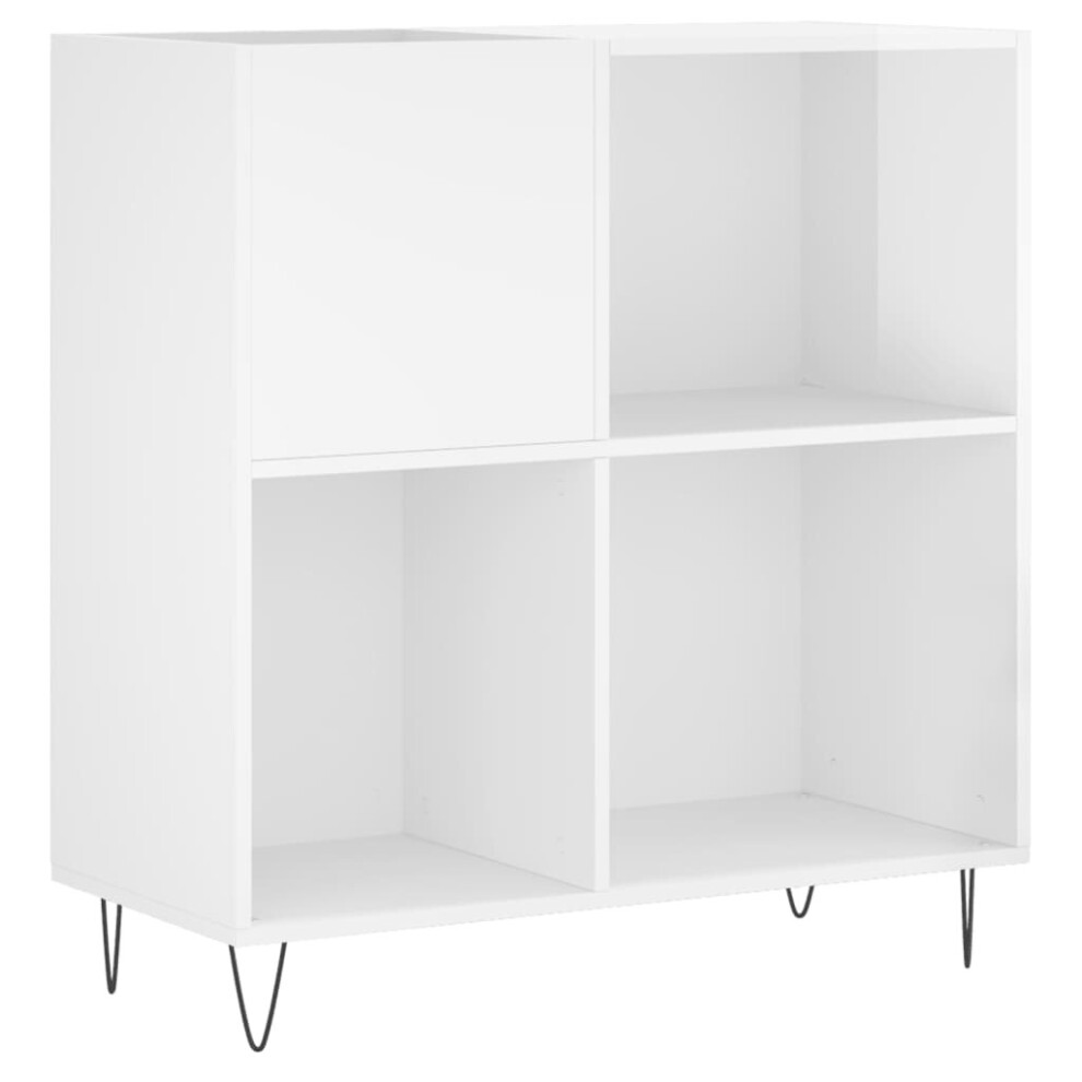 Vidaxl (High Gloss White) Record Cabinet Record Storage Cabinet Sideboard White Engineered Wood