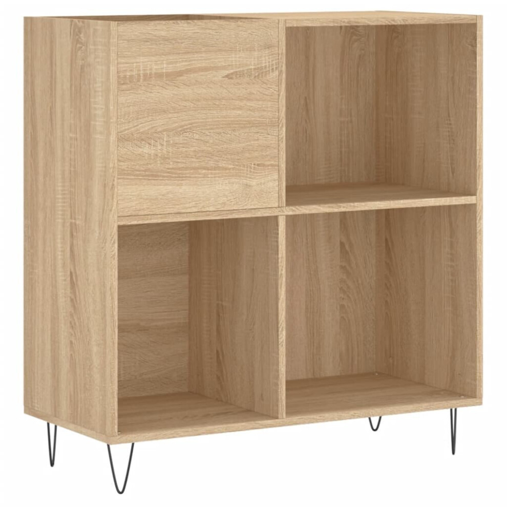 Vidaxl (Sonoma Oak) Record Cabinet Record Storage Cabinet Sideboard Engineered Wood White