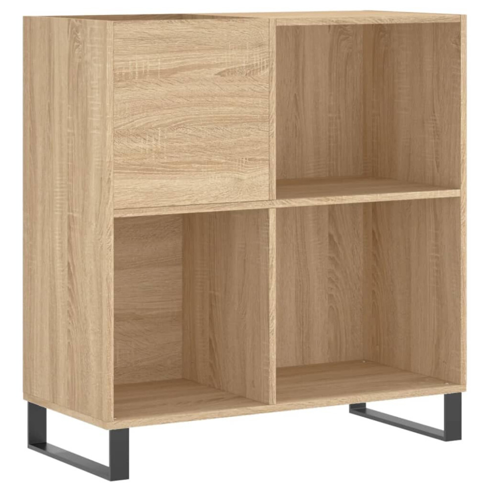 Vidaxl (Sonoma Oak) Record Cabinet Record Storage Cabinet Sideboard Engineered Wood White