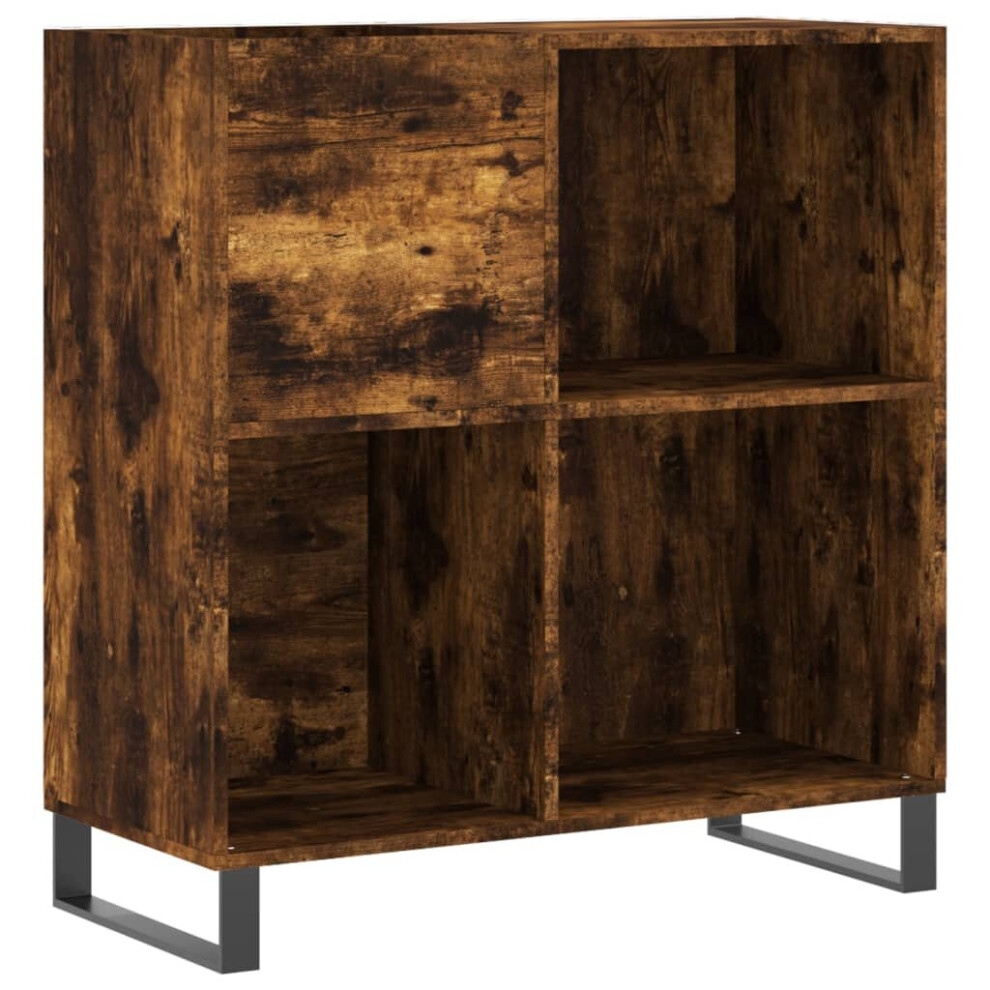 Vidaxl (Smoked Oak) Record Cabinet Record Storage Cabinet Sideboard White Engineered Wood