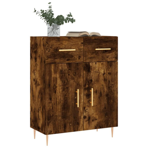 VidaXL (smoked oak) vidaXL Sideboard Storage Cabinet Cupboard High Gloss White Engineered Wood 2