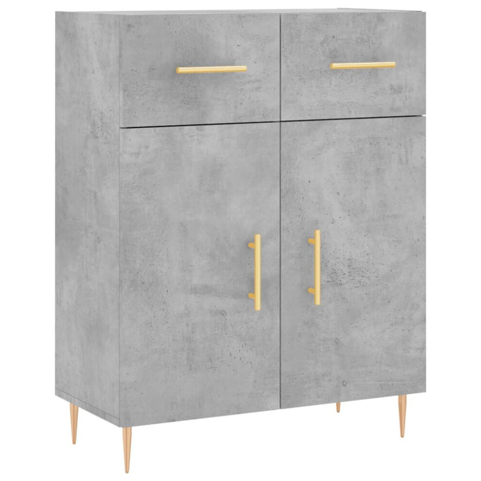 Vidaxl (Concrete Grey) Sideboard Storage Cabinet Cupboard High Gloss White Engineered Wood