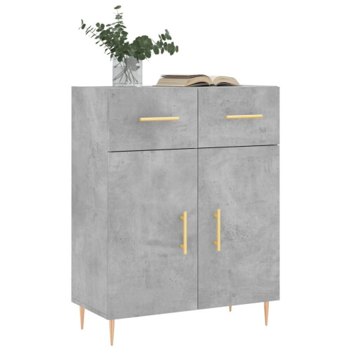 VidaXL (concrete grey) vidaXL Sideboard Storage Cabinet Cupboard High Gloss White Engineered Wood 2