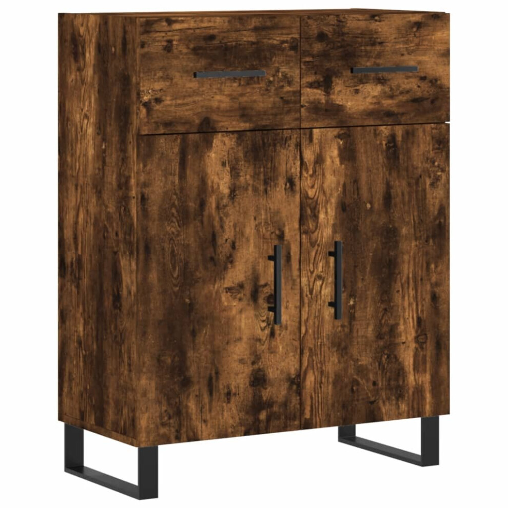 Vidaxl (Smoked Oak) Sideboard Storage Cabinet Side Cabinet Cupboard Engineered Wood White