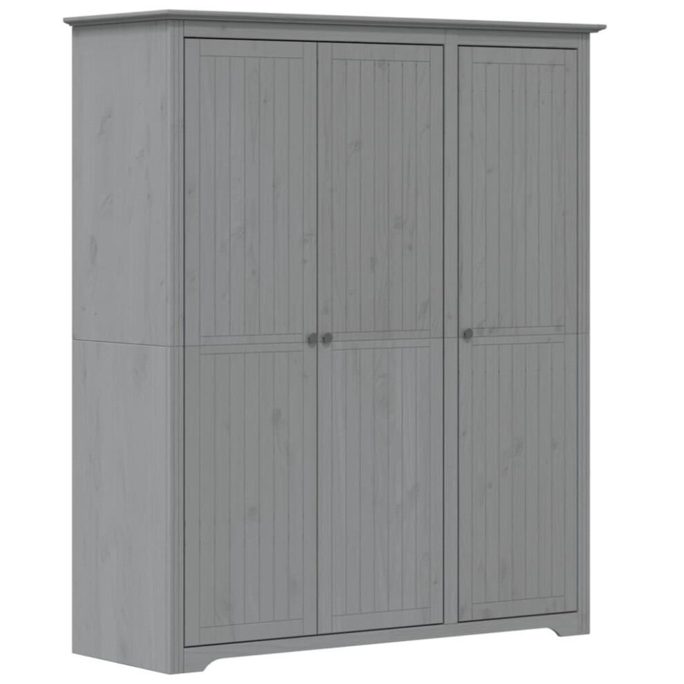 (grey, 151.5 x 52 x 176.5 cm) vidaXL Wardrobe Closet Clothes Storage Organiser Room Armoire Solid Wood Pine