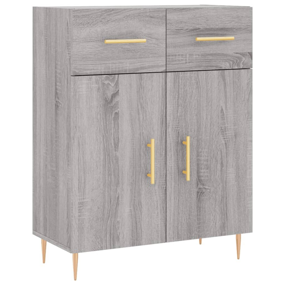 Vidaxl (Grey Sonoma) Sideboard Storage Cabinet Cupboard High Gloss White Engineered Wood