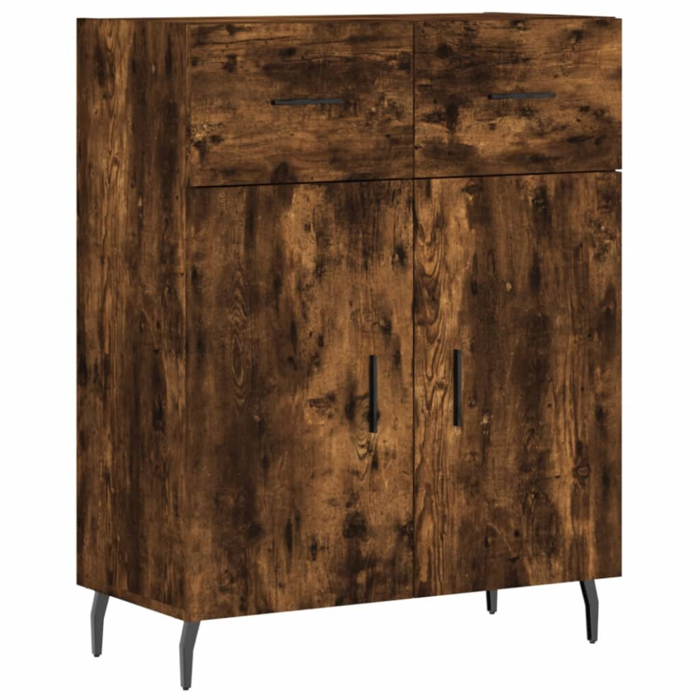 Vidaxl (Smoked Oak) Sideboard Storage Cabinet Side Cabinet Cupboard Black Engineered Wood