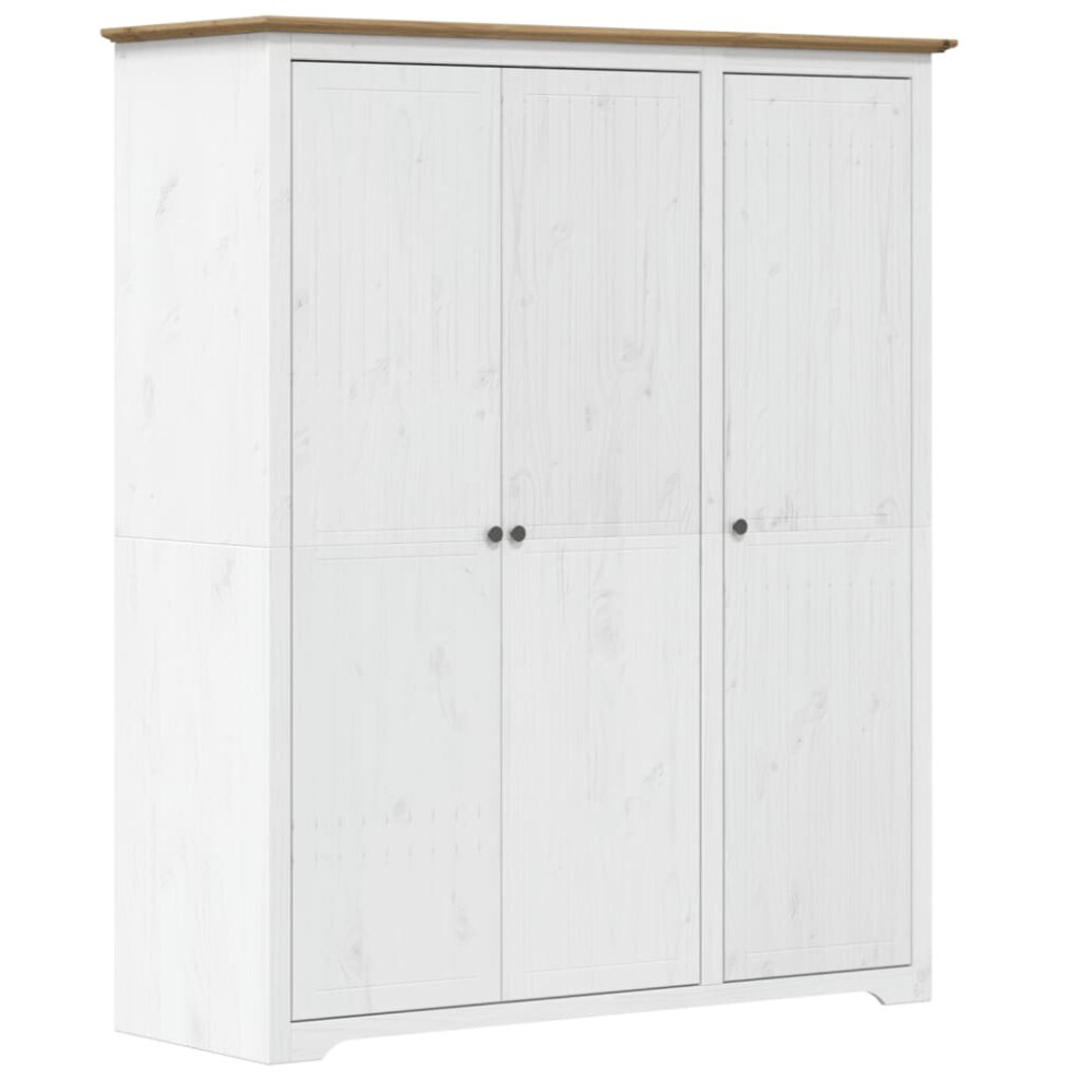 (brown, 151.5 X 52 X 176.5 cm) vidaXL Wardrobe Closet Clothes Storage BODO White And Brown Solid Wood Pine