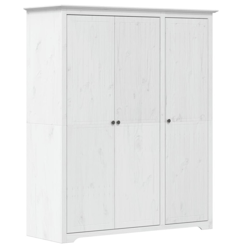 Vidaxl (White, 151.5 X 52 X 176.5 Cm) Wardrobe Closet Clothes Storage Organiser Room Armoire Solid Wood Pine