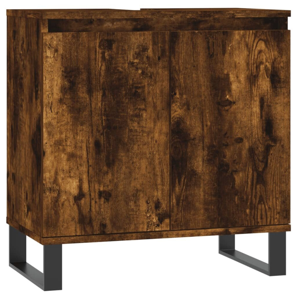 (smoked oak) vidaXL Bathroom Cabinet Vanity Unit Storage Cabinet Brown Oak Engineered Wood