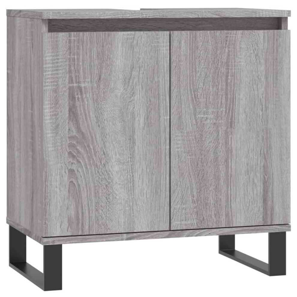 (grey sonoma) vidaXL Bathroom Cabinet Vanity Unit Storage Cabinet Brown Oak Engineered Wood