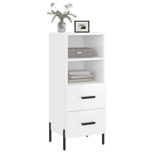 VidaXL (high gloss white) vidaXL Sideboard Storage Cabinet Cupboard Side Cabinet Black Engineered Wood 2