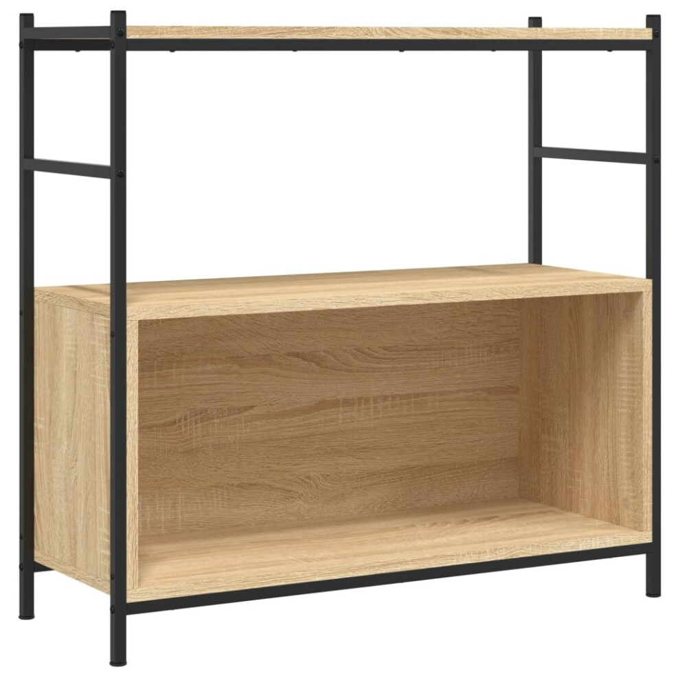 Vidaxl (Sonoma Oak, 80 X 30 X 78.5 Cm) Bookshelf Book Cabinet Book Rack Bookcase Engineered Wood And Iron Black