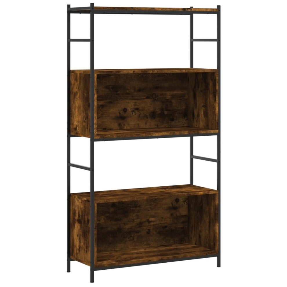 (smoked oak, 80 x 30 x 145.5 cm) vidaXL Bookshelf Display Storage Unit Bookcase Black Engineered Wood and Iron