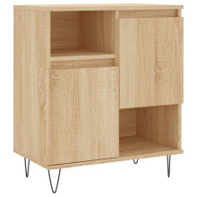 (sonoma oak) vidaXL Sideboard Storage Cabinet Cupboard High Gloss White Engineered Wood