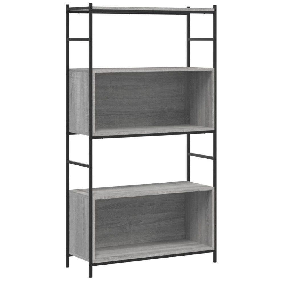 (grey sonoma, 80 x 30 x 145.5 cm) vidaXL Bookshelf Display Storage Unit Bookcase Black Engineered Wood and Iron