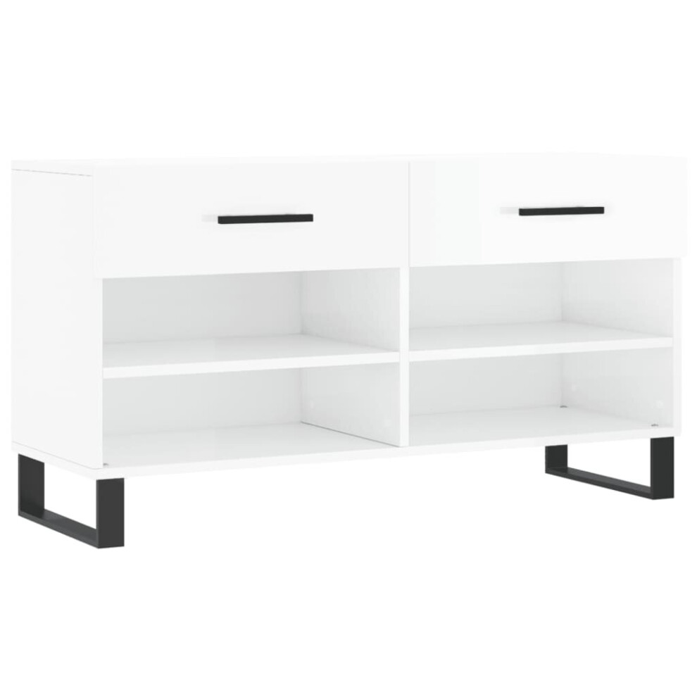 Vidaxl (High Gloss White) Shoe Bench Shoe Cupboard Shoe Storage Shoe Rack Black Engineered Wood