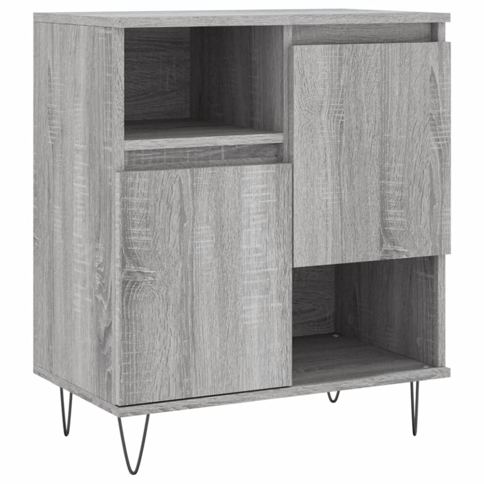 (grey sonoma) vidaXL Sideboard Storage Cabinet Cupboard High Gloss White Engineered Wood