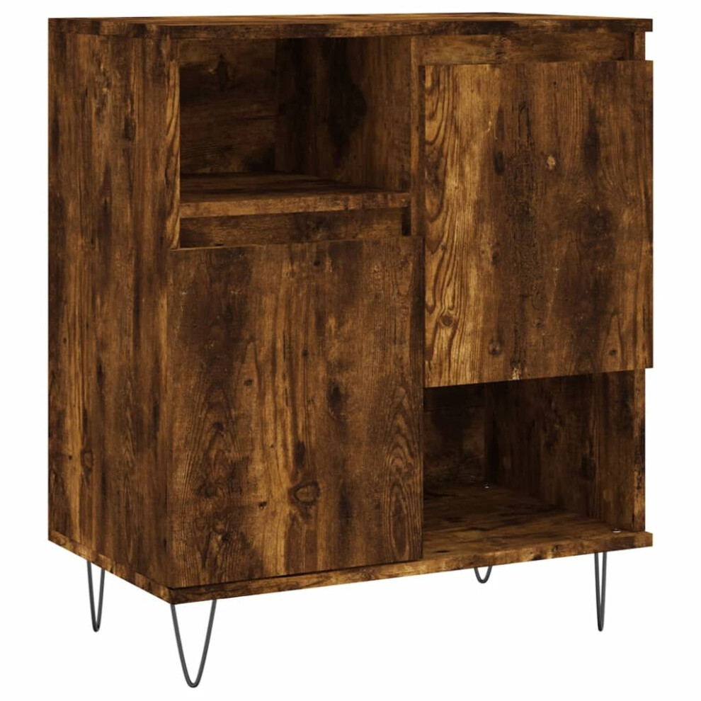 Vidaxl (Smoked Oak) Sideboard Storage Cabinet Cupboard High Gloss Engineered Wood White