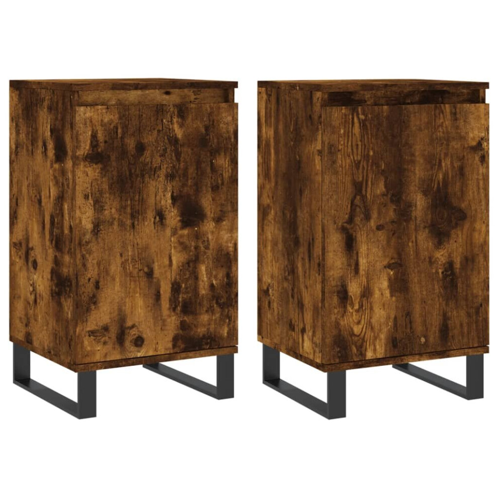 Vidaxl (Smoked Oak, 2 Pcs) Sideboard Storage Side Cabinet Cupboards 2 Pcs White Engineered Wood