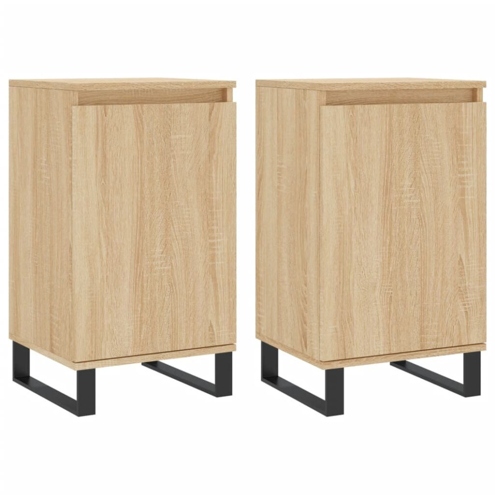 (sonoma oak, 2 pcs) vidaXL Sideboard Storage Side Cabinet Cupboards 2 Pcs White Engineered Wood