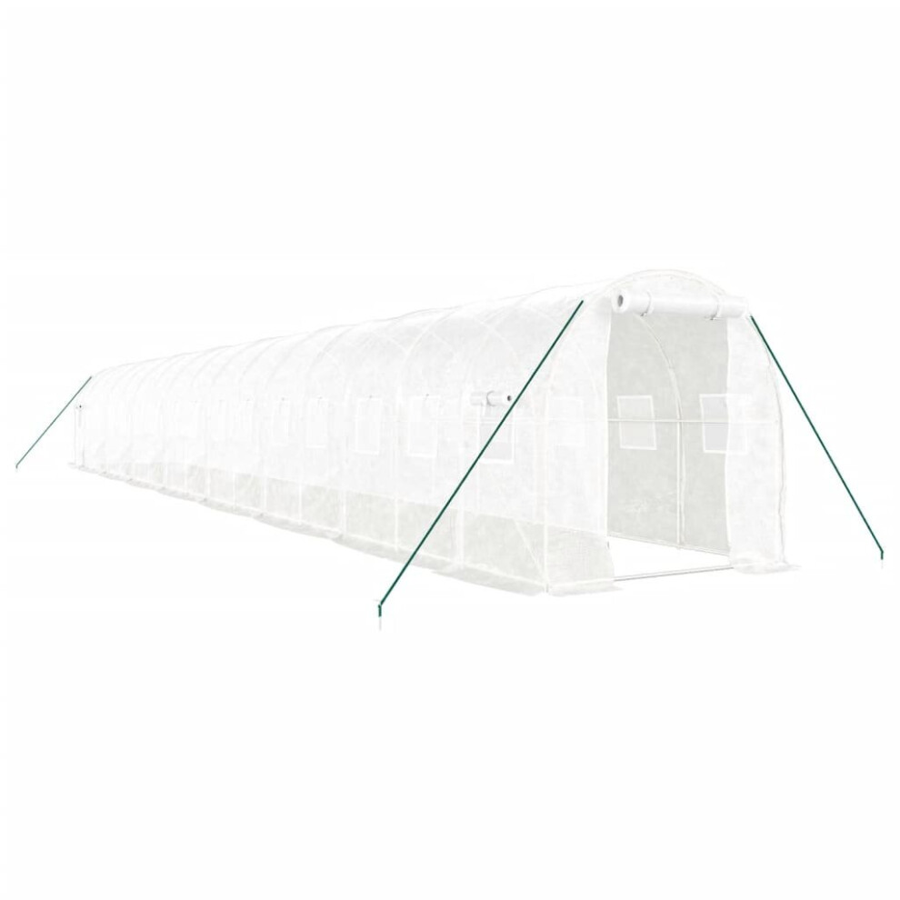 (white, 16 x 2 x 2 m) vidaXL Greenhouse Plant House with Steel Frame Polytunnel Greenhouse Green