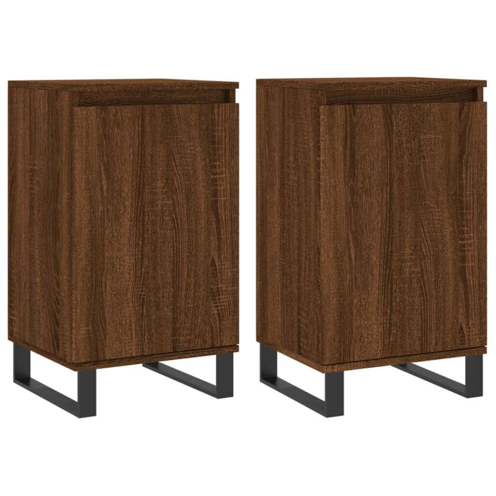Vidaxl (Brown Oak, 2 Pcs) Sideboard Storage Side Cabinet Cupboards 2 Pcs White Engineered Wood