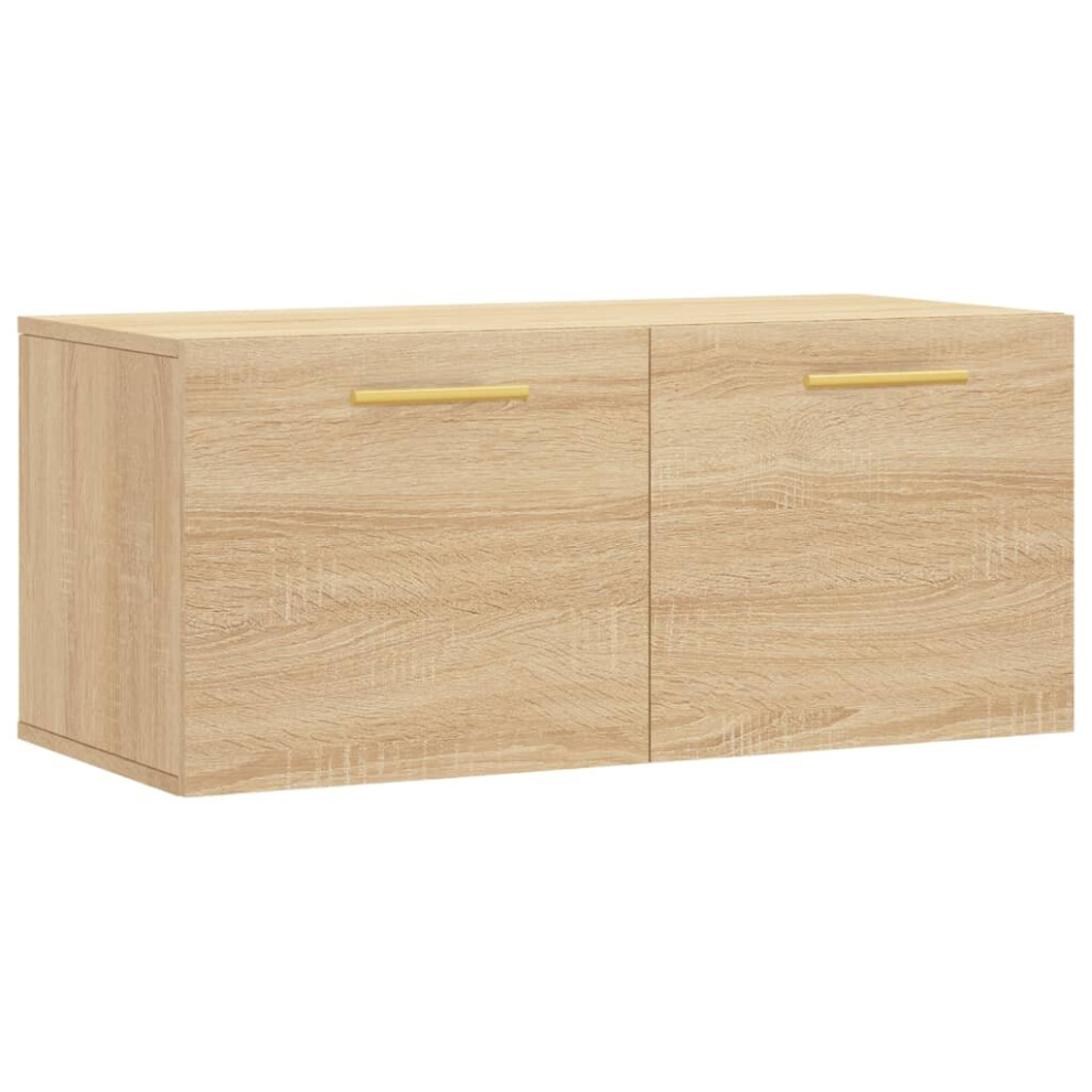 Vidaxl (Sonoma Oak, 80 X 36.5 X 35 Cm) Wall Cabinet Storage Cabinet Display Cabinet Engineered Wood White