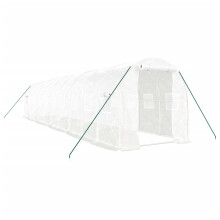 (white, 10 x 2 x 2 m) vidaXL Greenhouse Walk in Greenhouse with Steel Frame Patio Outdoor Grow House