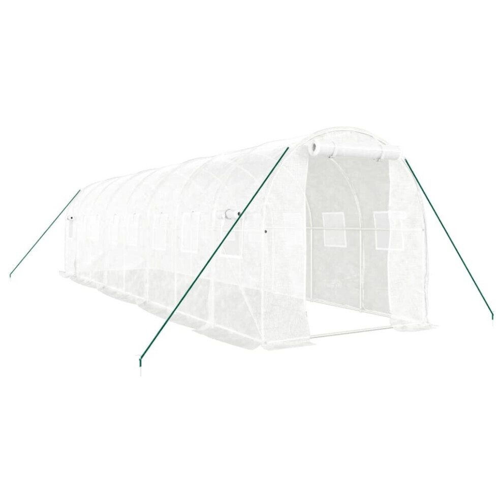 (white, 8 X 2 X 2 m) vidaXL Greenhouse Plant House With Steel Frame Polytunnel Greenhouse Green