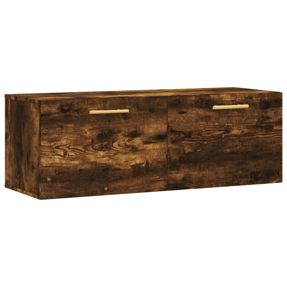 Vidaxl (Smoked Oak, 100 X 36.5 X 35 Cm) Wall Cabinet Storage Cabinet Display Cabinet Engineered Wood White