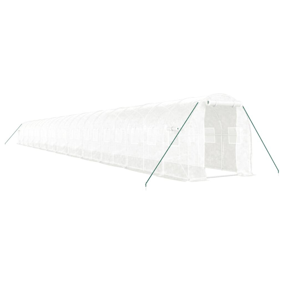 (white, 24 x 2 x 2 m) vidaXL Greenhouse Plant House with Steel Frame Polytunnel Greenhouse Green