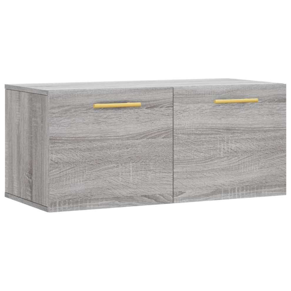 Vidaxl (Grey Sonoma, 80 X X 35 Cm) Wall Cabinet Storage Cabinet Display Cabinet White Engineered Wood White,Grey Size 36.5