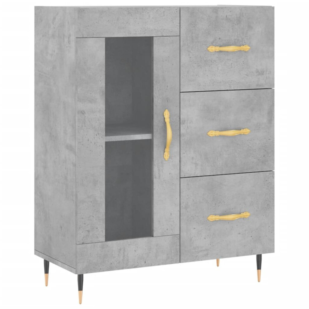 (concrete grey) vidaXL Sideboard Storage Cabinet Cupboard High Gloss White Engineered Wood