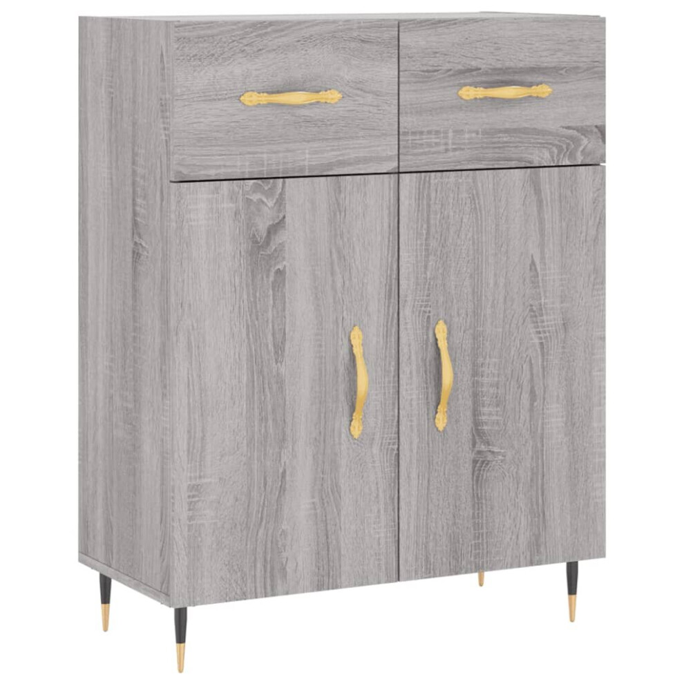 (grey sonoma) vidaXL Sideboard Storage Side Cabinet Cupboard Smoked Oak Engineered Wood