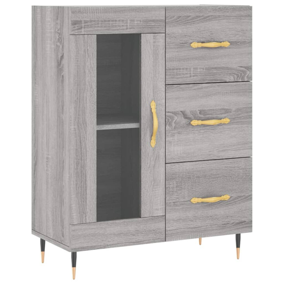 (grey sonoma) vidaXL Sideboard Storage Cabinet Cupboard High Gloss White Engineered Wood